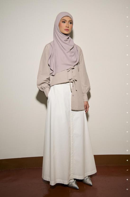 ANNE SKIRT IN OFF WHITE (FULLY LINED)