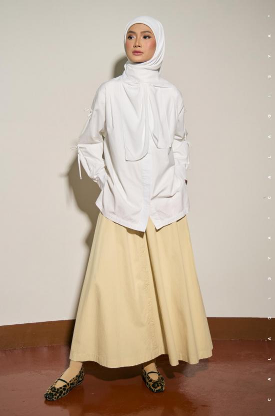 ANNE SKIRT IN VANILLA CUSTARD (FULLY LINED)