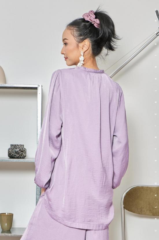 LAUREL BALLOON SLEEVE TOP IN ORCHID BOUQUET (FULLY LINED)