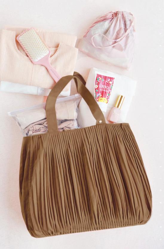 POCKET PLEATED BAG IN CASHEW