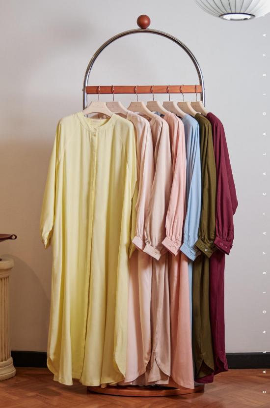 SAFWA DRESS IN PASTEL YELLOW (FULLY LINED)