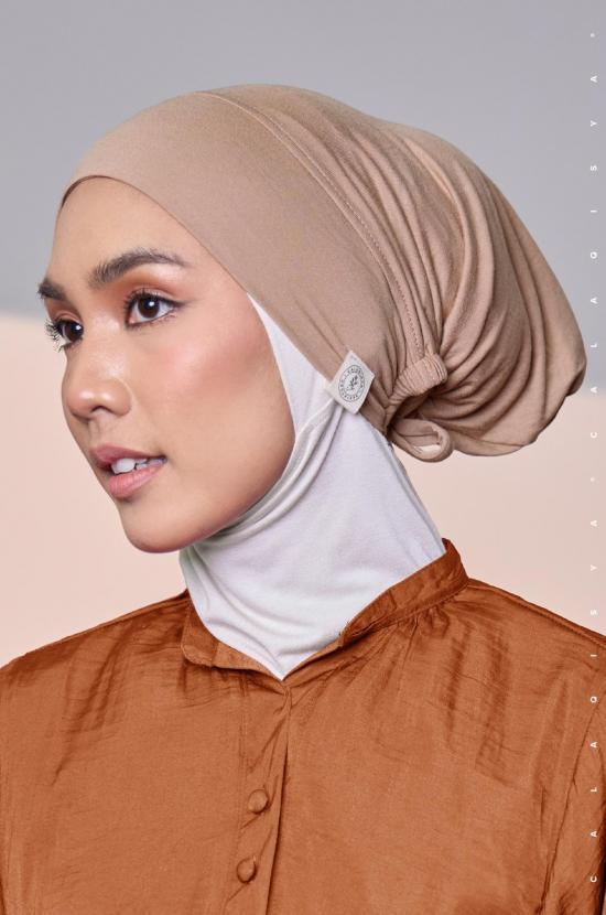 TIE BACK BONNET CAP IN WARM TAUPE (ODOURLESS)